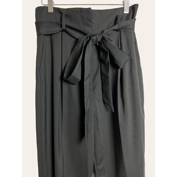 Milly Sevilla Black High Waist Belted Tie Waist Trouser Pants Size 4 - Picture 5 of 11